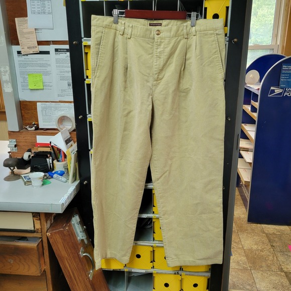 The Territory Ahead Mens Pants Size 38 Pleated Beige Corduroy Casual - Picture 1 of 7